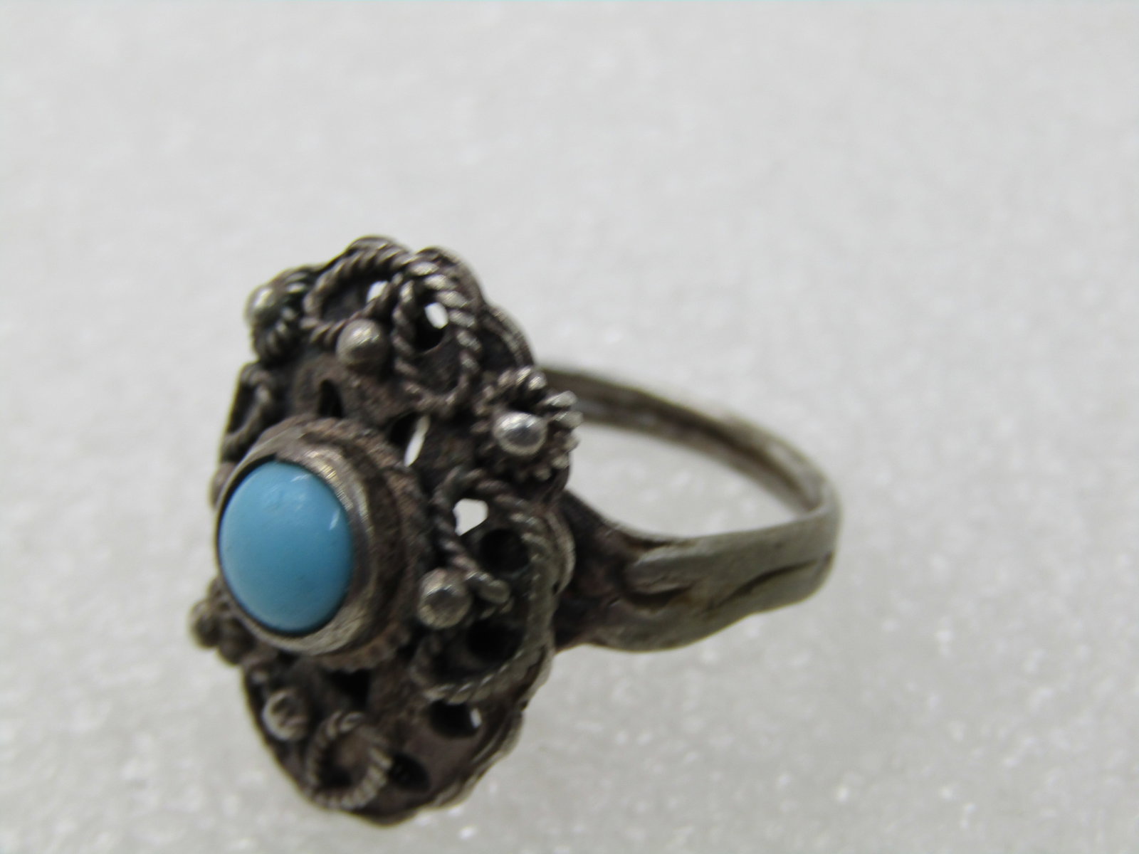 Vintage Southwestern Sterling Turquoise Ring, Sz. 7 - 6