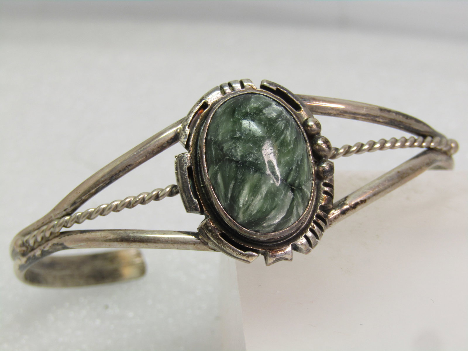 Vintage Sterling Southwestern Cuff Bracelet, Signed E. Jackson, Navajo, 1960's-1970's - 3