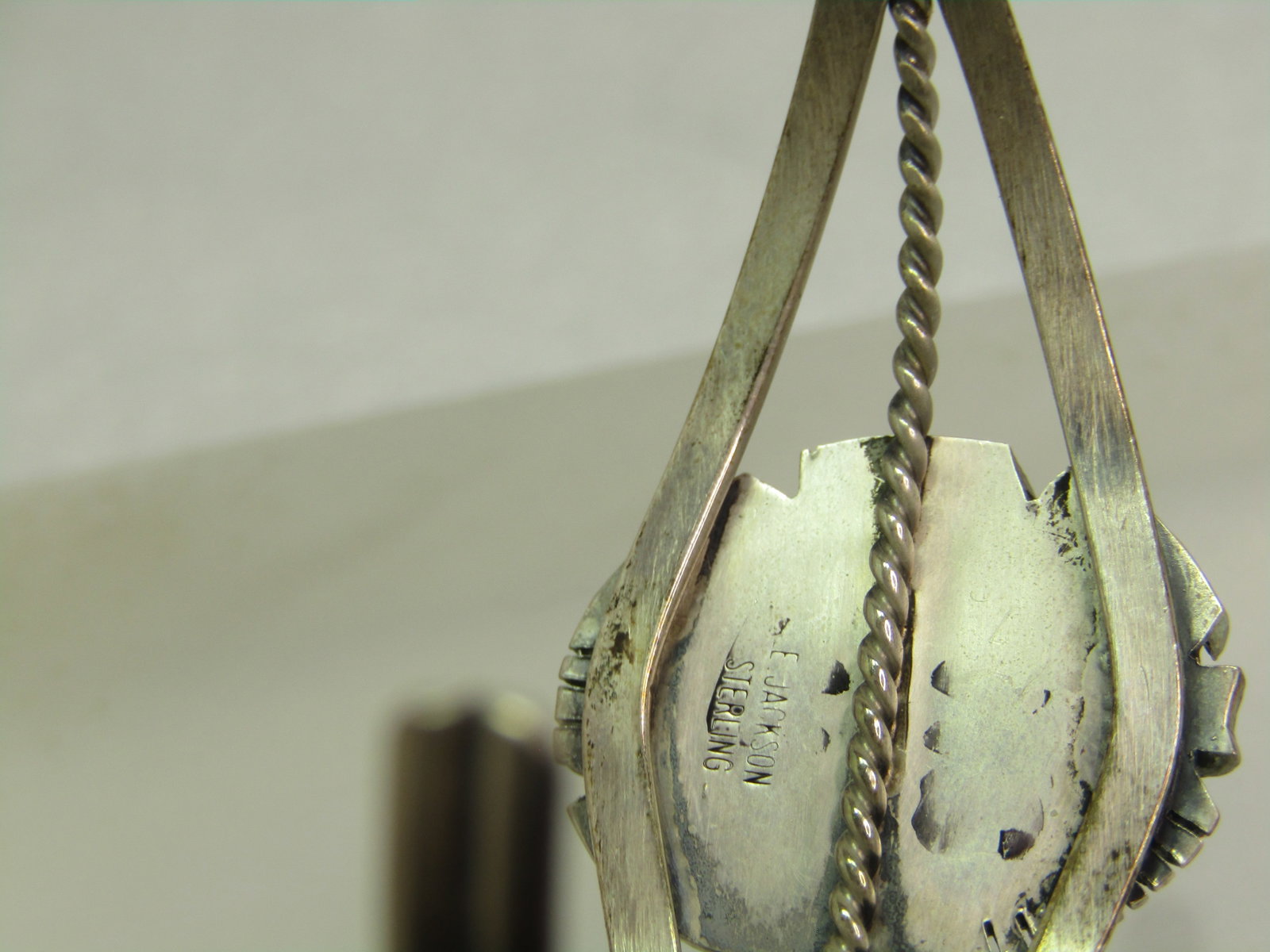 Vintage Sterling Southwestern Cuff Bracelet, Signed E. Jackson, Navajo, 1960's-1970's - 7