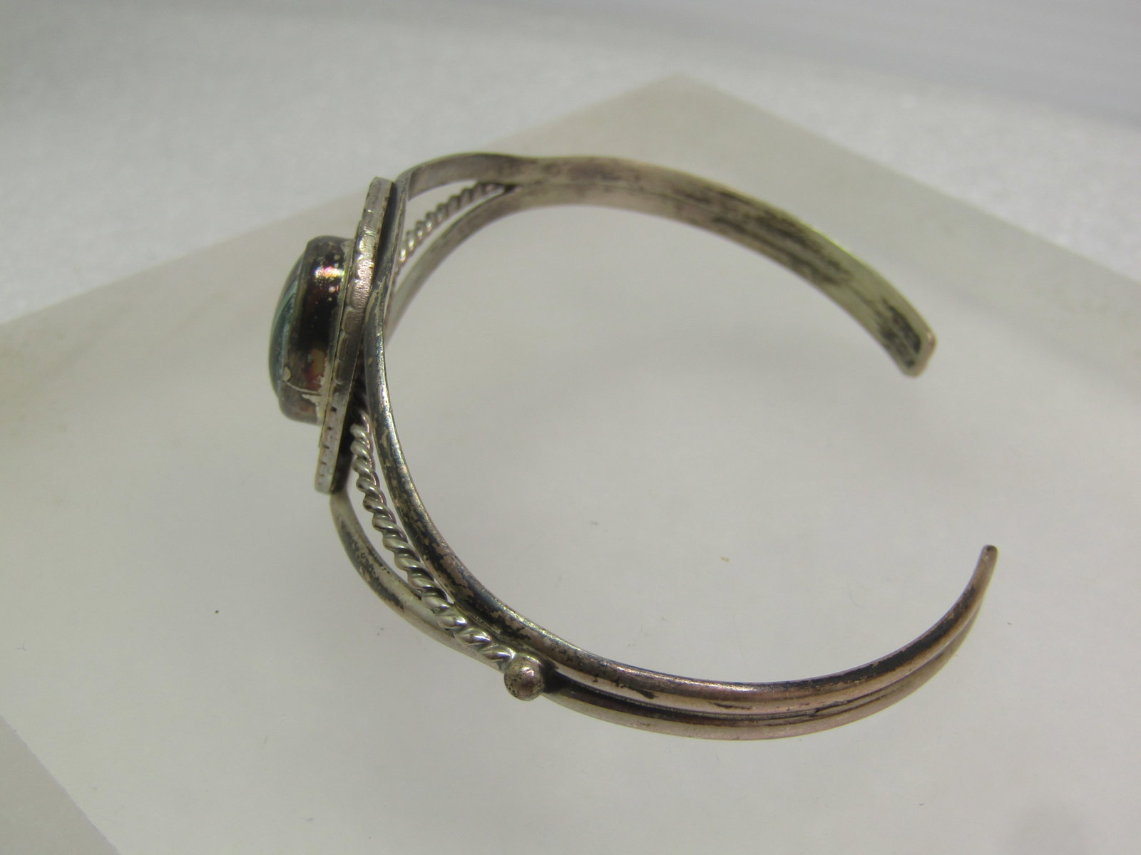 Vintage Navajo Banded Agate Cuff Bracelet, Eugene Jackson, 1960's-1970's, 6.5" - 5
