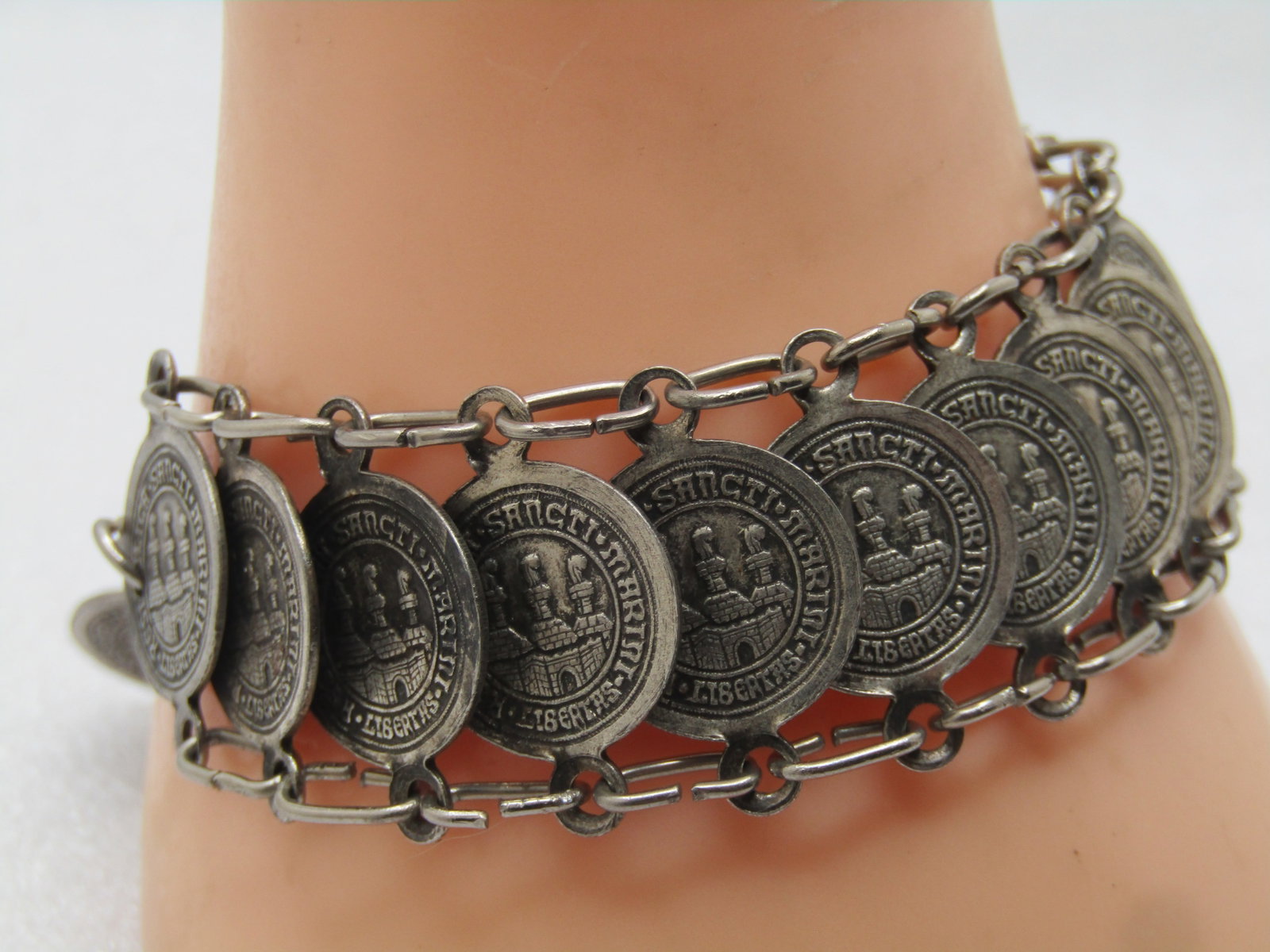 Vintage Republica di San Marino Coin Bracelet,7"-7.5", 1960's - 2