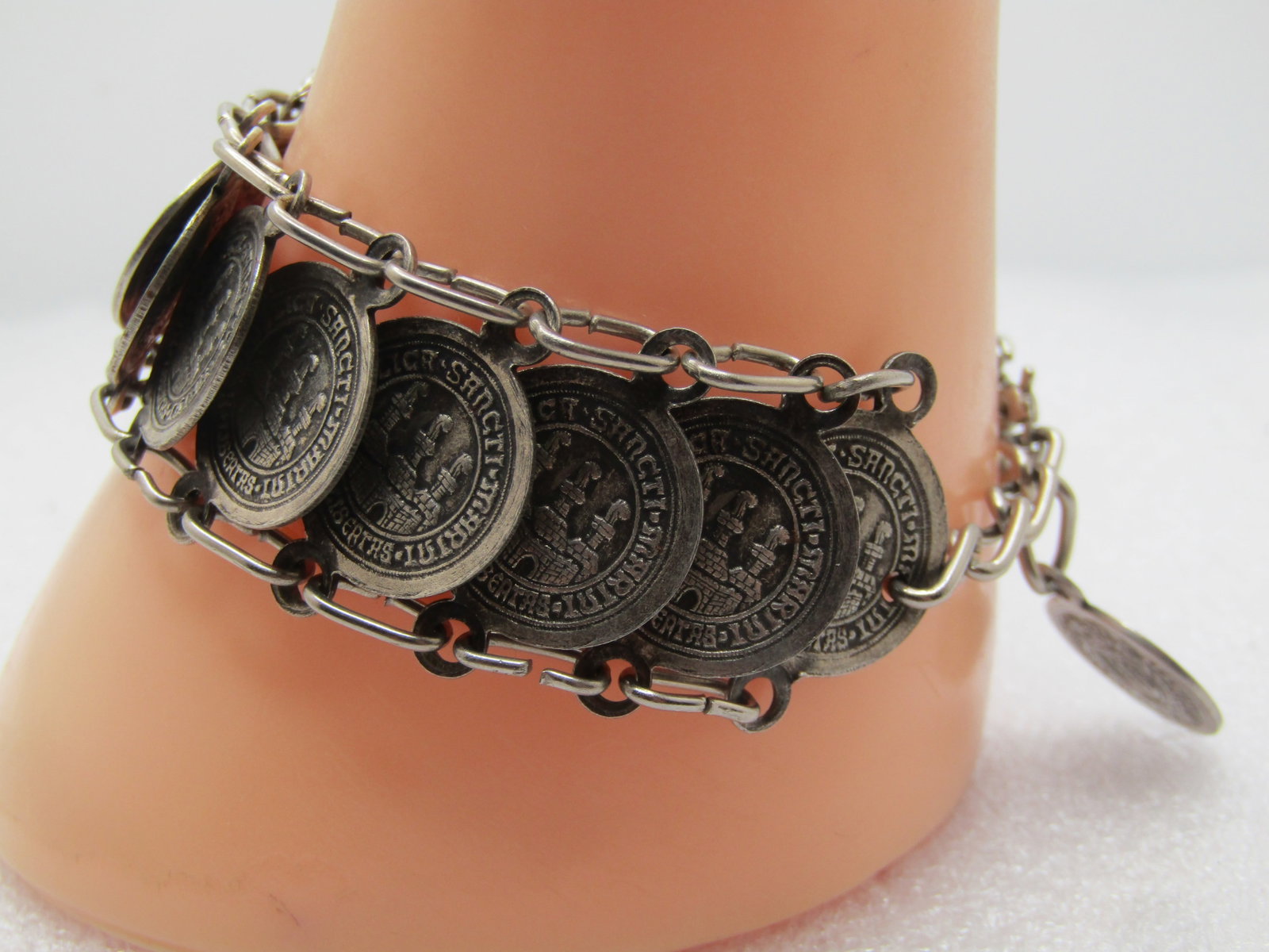 Vintage Republica di San Marino Coin Bracelet,7"-7.5", 1960's - 3