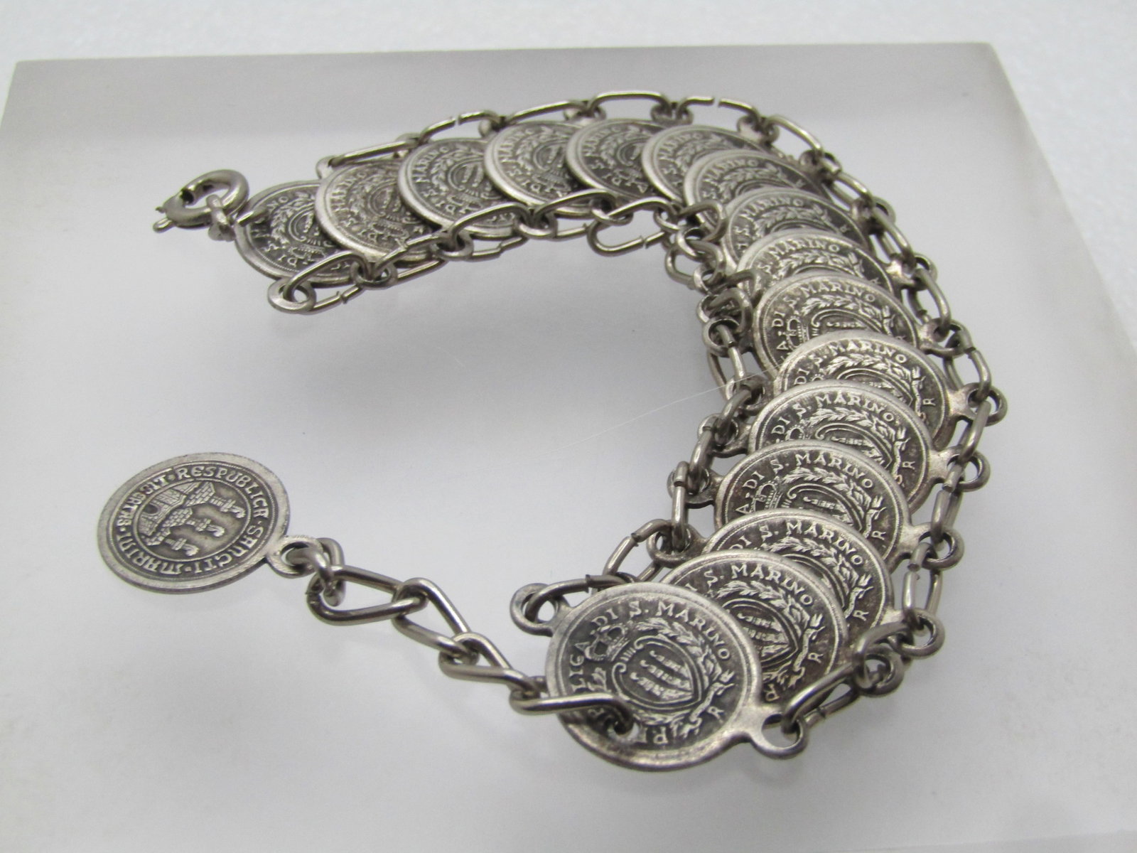 Vintage Republica di San Marino Coin Bracelet,7"-7.5", 1960's - 6