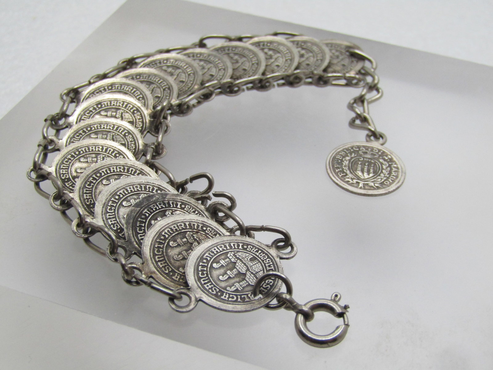Vintage Republica di San Marino Coin Bracelet,7"-7.5", 1960's - 7