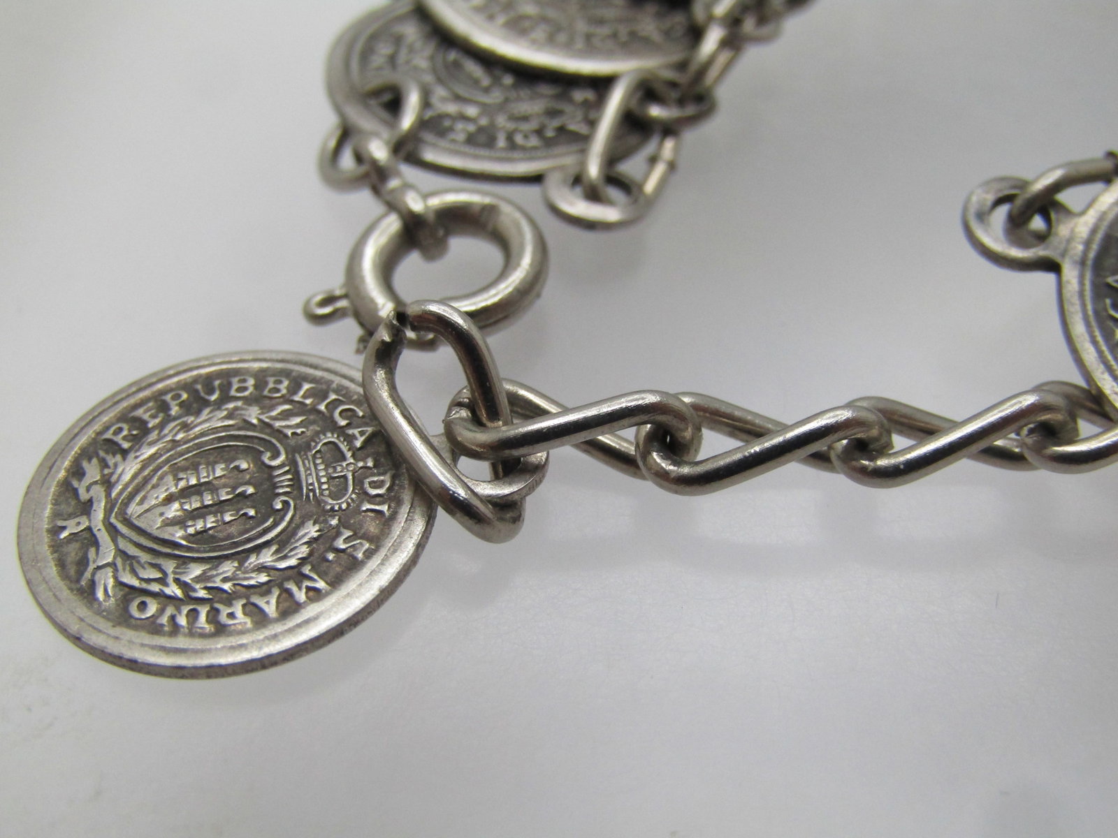 Vintage Republica di San Marino Coin Bracelet,7"-7.5", 1960's - 8