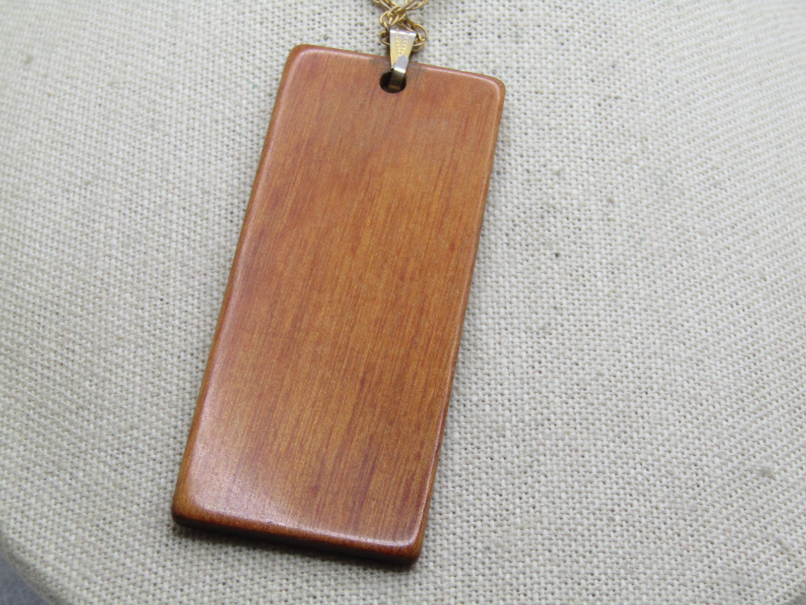 Vintage Chinese Symbol Wooden Pendant Necklace, 20", 1960's-1970's - 4