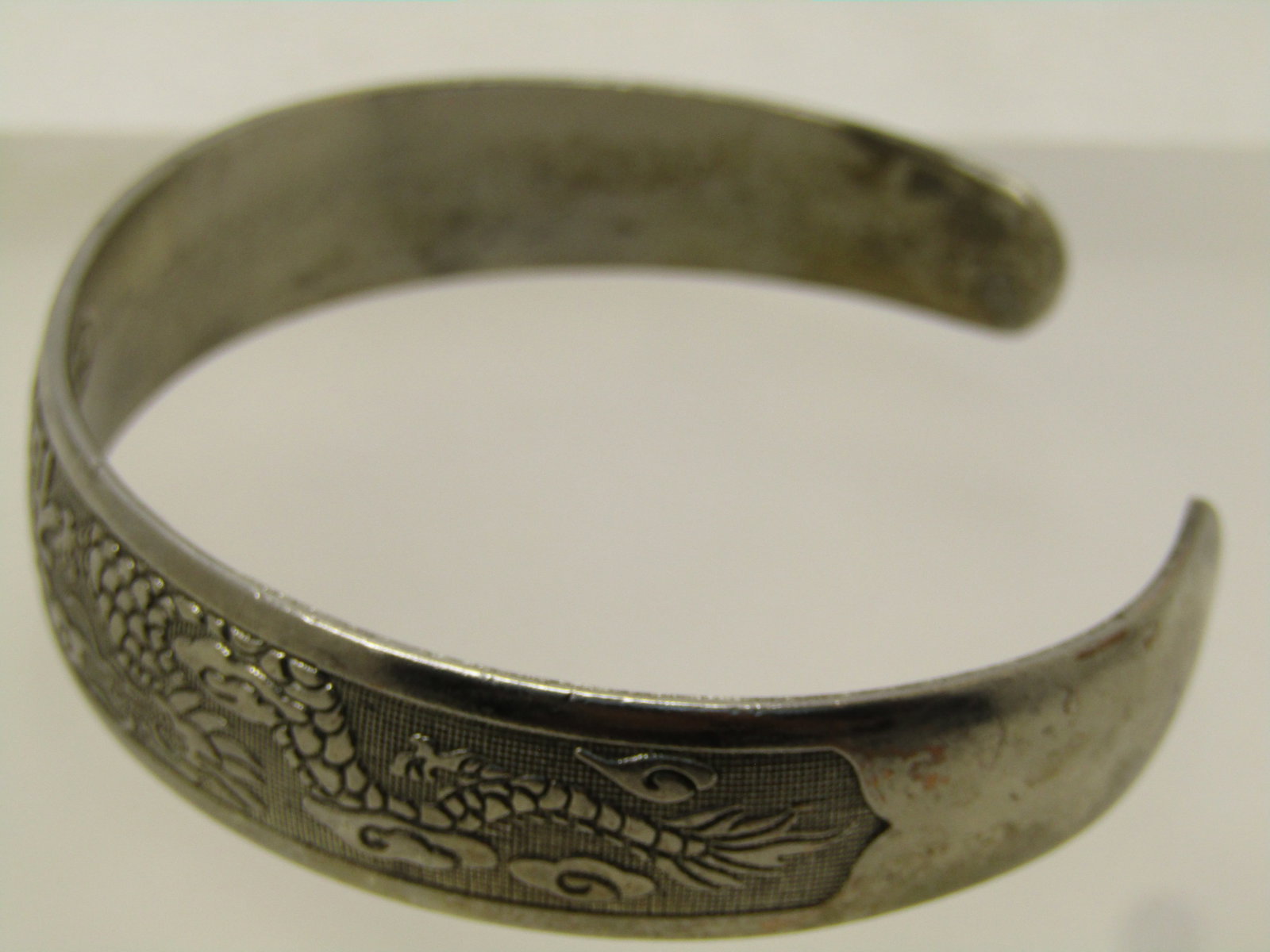 Vintage Chinese Dragon Cuff Bracelet, 8.25", Unisex, 1970's, Signed Chinese Letters - 6