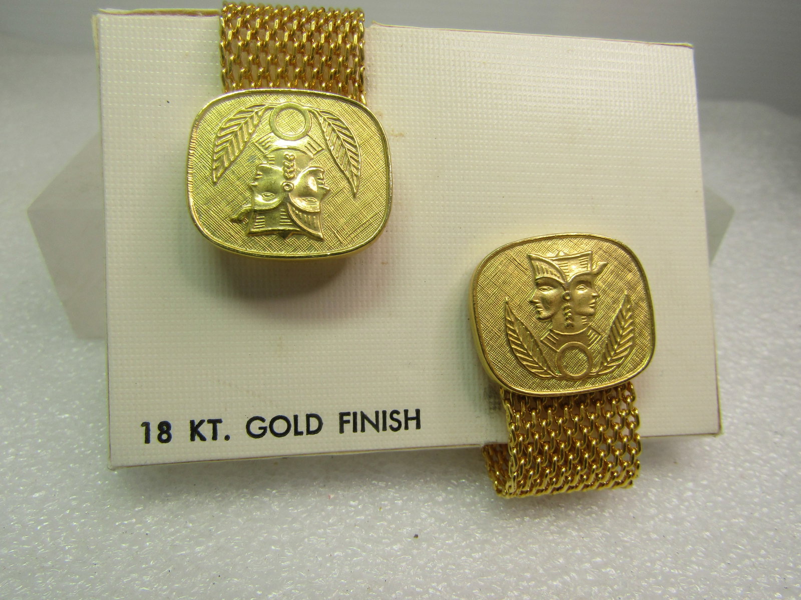 Vintage 18kt Plated Egyptian Cufflinks, Mesh Wrap, 1970's-1980's - 2