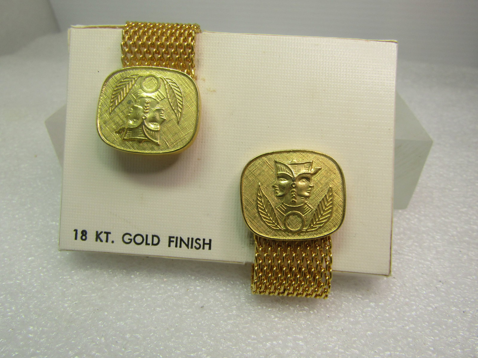 Vintage 18kt Plated Egyptian Cufflinks, Mesh Wrap, 1970's-1980's - 3