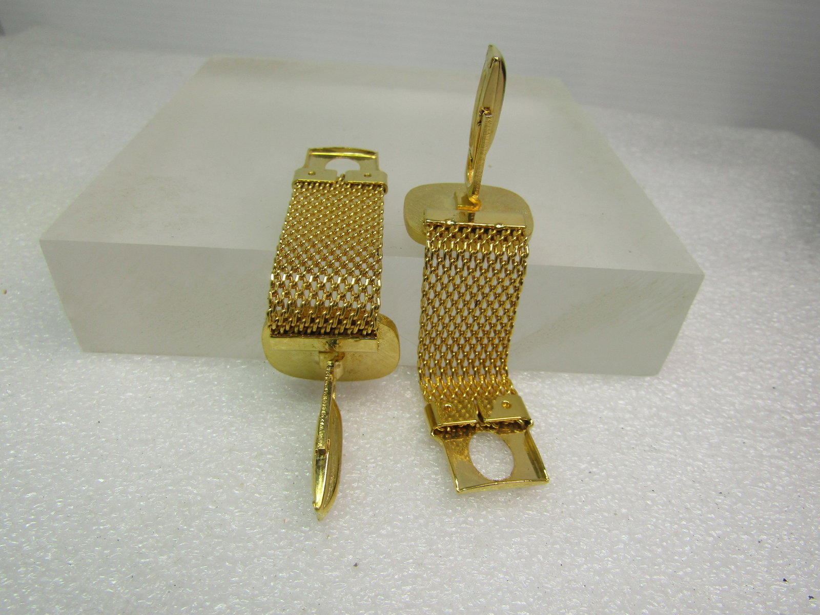 Vintage 18kt Plated Egyptian Cufflinks, Mesh Wrap, 1970's-1980's - 4