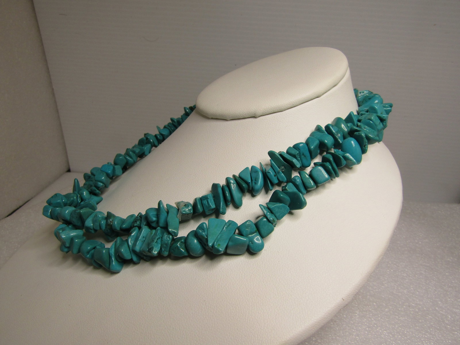 Vintage Faux Turquoise Nugget Necklace, 34" - 2