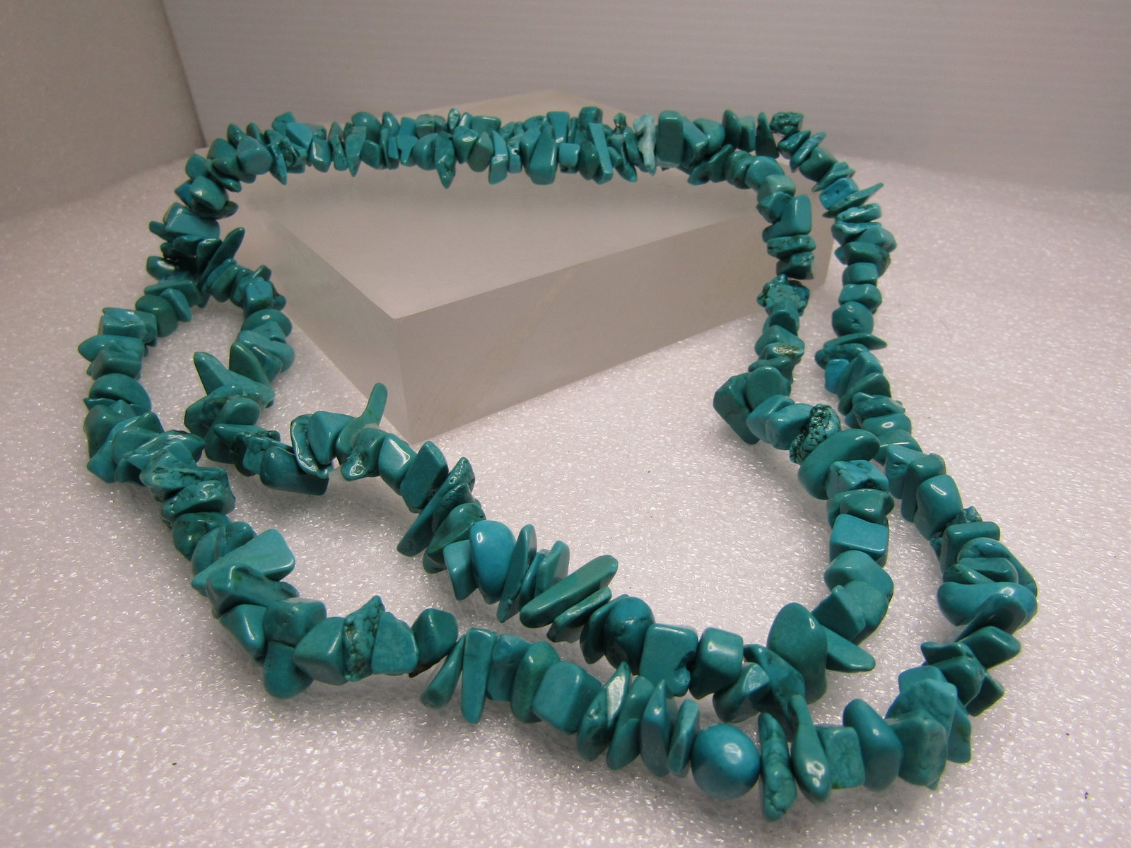 Vintage Faux Turquoise Nugget Necklace, 34" - 4