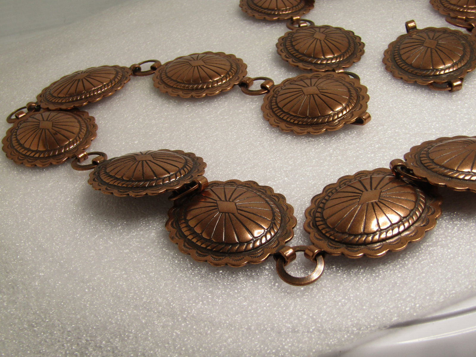 Vintage Copper Southwestern Conch Belt, Hook Clasp, 39", 1970's-1980's - 2