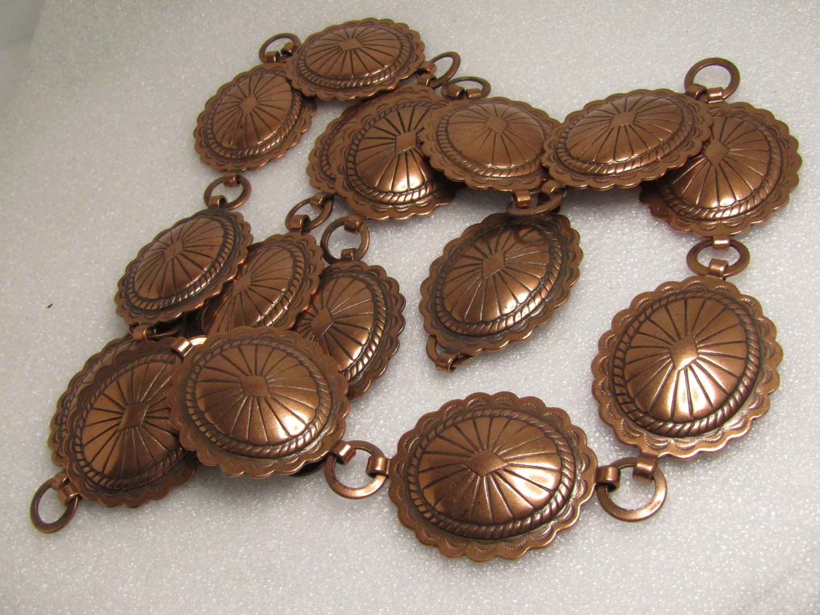 Vintage Copper Southwestern Conch Belt, Hook Clasp, 39", 1970's-1980's - 3
