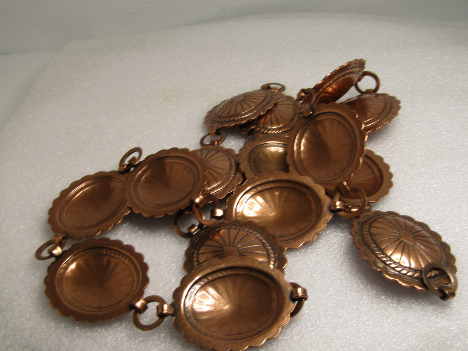 Vintage Copper Southwestern Conch Belt, Hook Clasp, 39", 1970's-1980's - 5