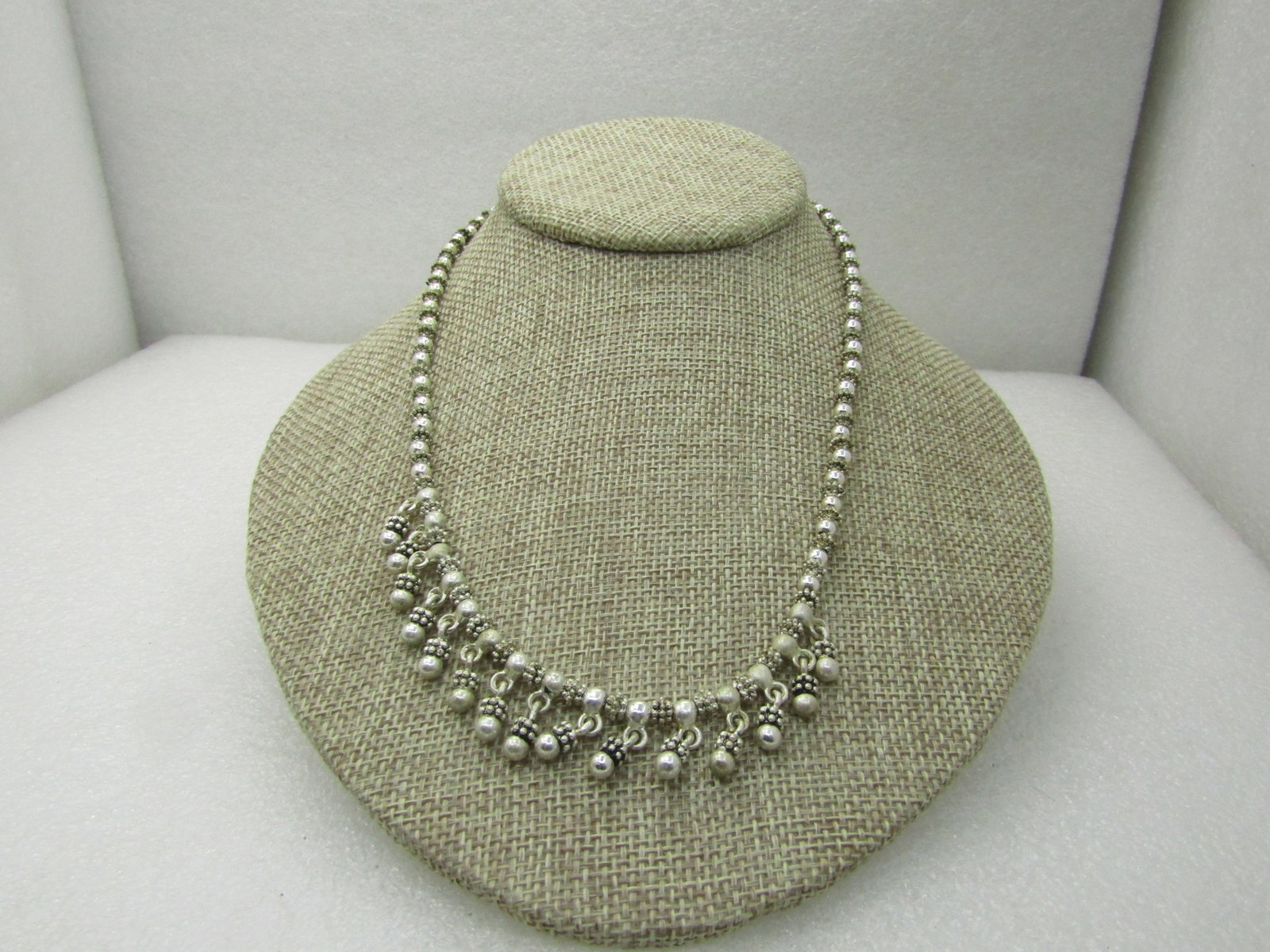 Vintage Napier Bali Themed Necklace, 18", Silver Tone, Dangles - 2