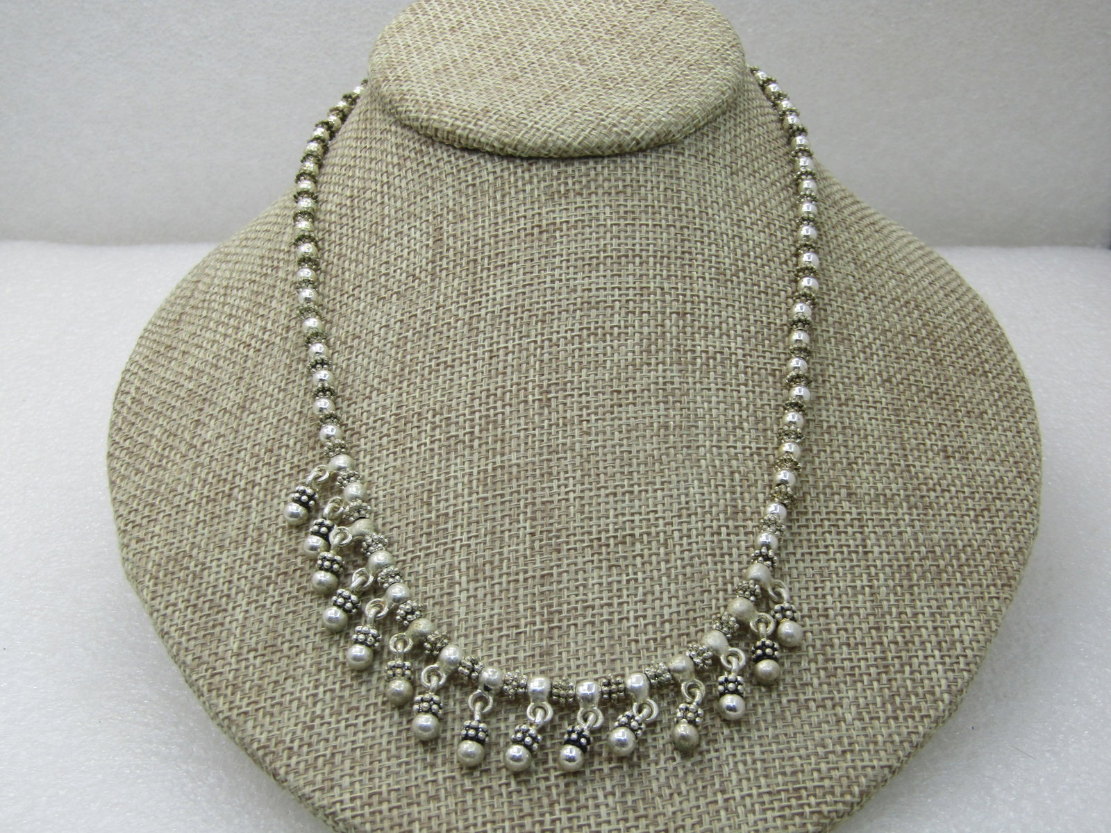 Vintage Napier Bali Themed Necklace, 18", Silver Tone, Dangles - 3