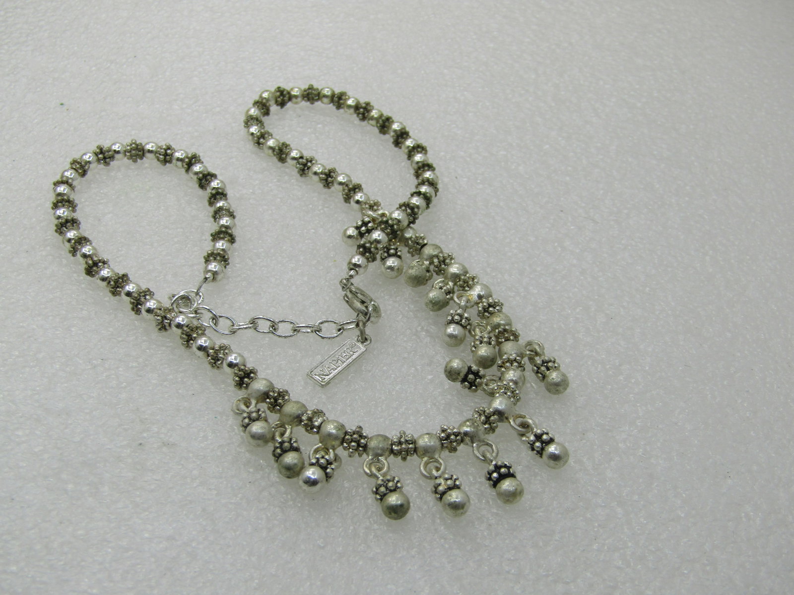Vintage Napier Bali Themed Necklace, 18", Silver Tone, Dangles - 4