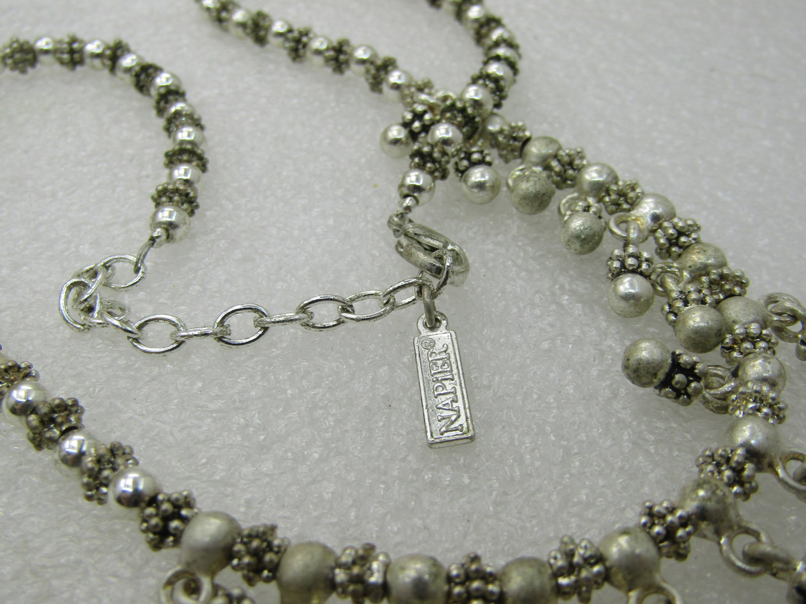 Vintage Napier Bali Themed Necklace, 18", Silver Tone, Dangles - 5