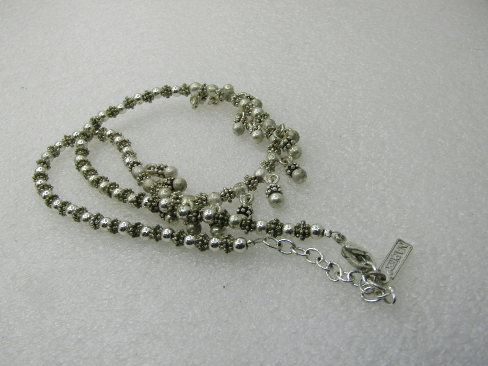Vintage Napier Bali Themed Necklace, 18", Silver Tone, Dangles - 6