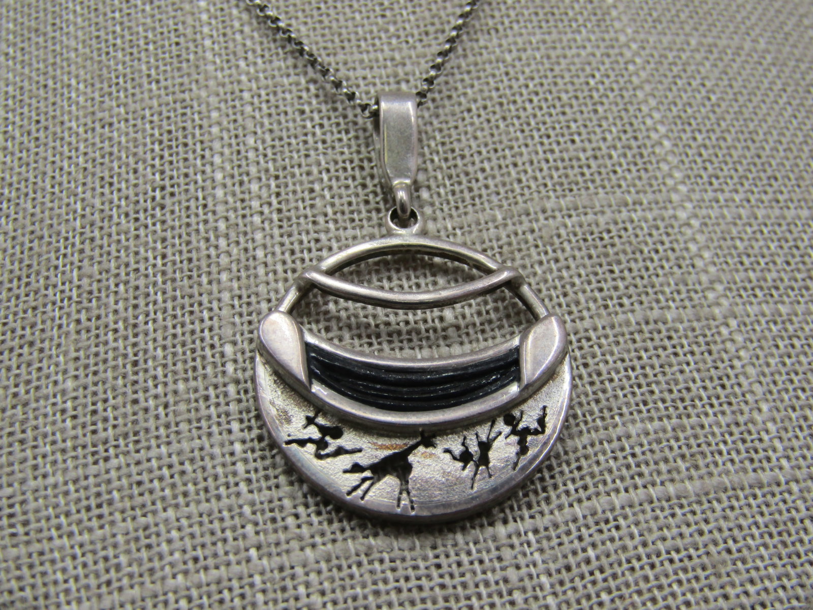 Vintage Sterling African Animal Themed Necklace 18" - 4