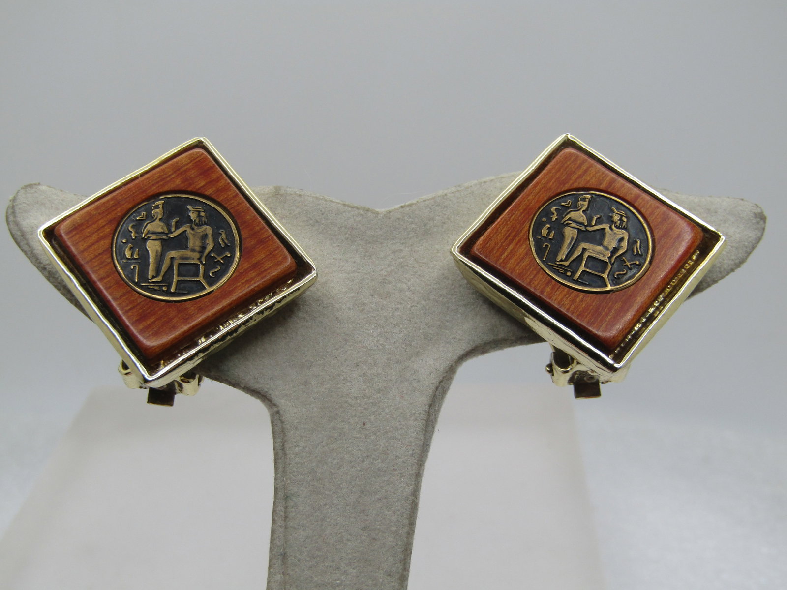 Vintage Egyptian Themed Earrings, 1960's - 2