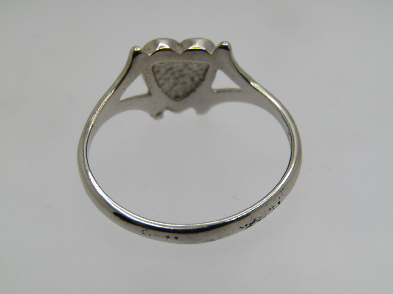 Vintage Southwestern Turquoise Chip Heart Ring, Sz. 9, Silver Plated, 1980's, Signed - 4