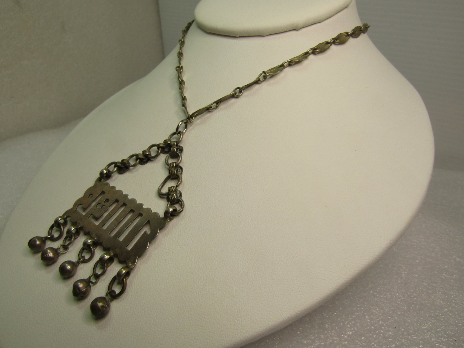 Vintage Silver Egyptian Beduoin Zar Pendant Necklace, 24" - 2