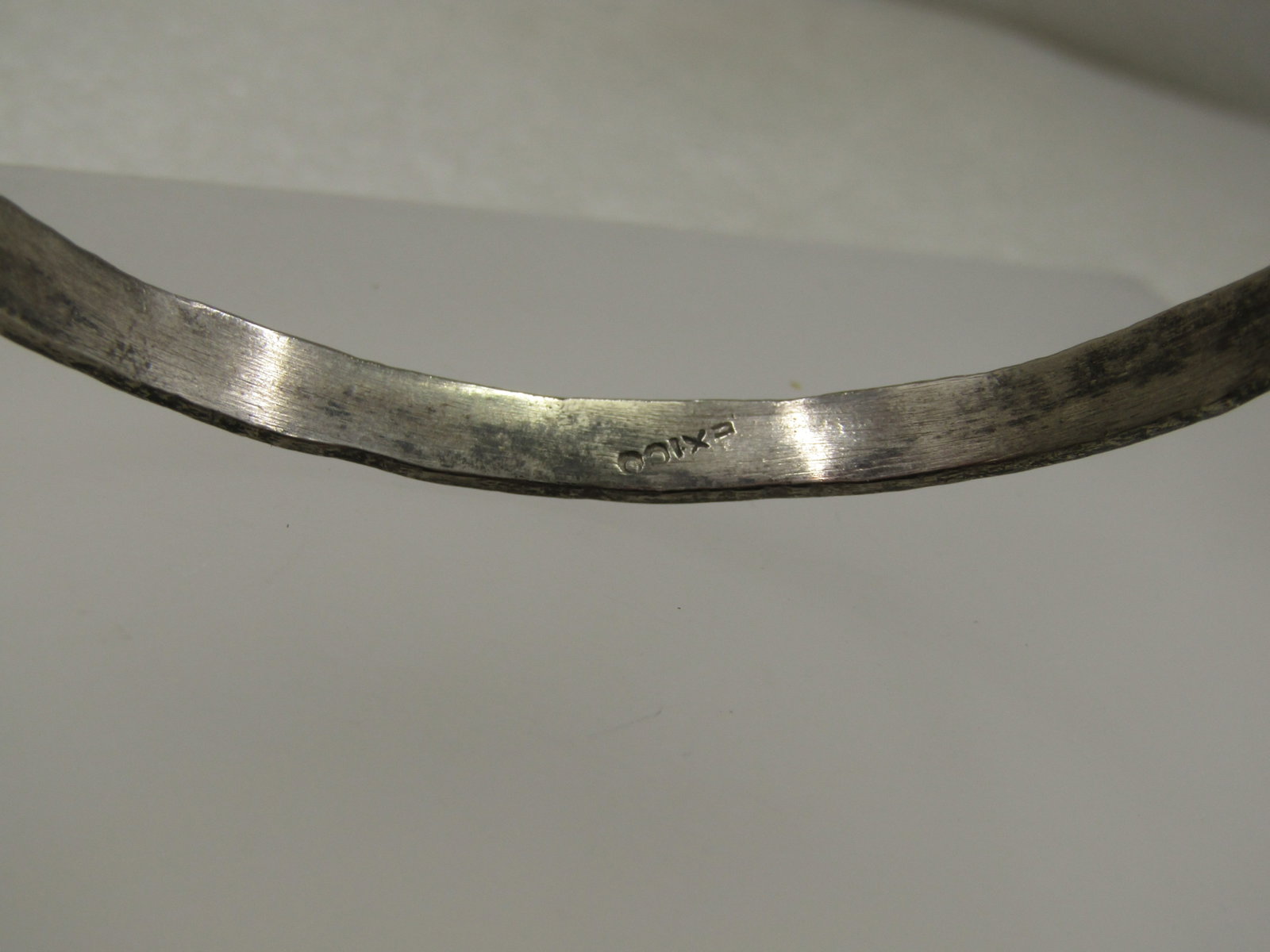 Vintage Stamped Mexican Bangle Bracelet, 8", Silver Tone - 6