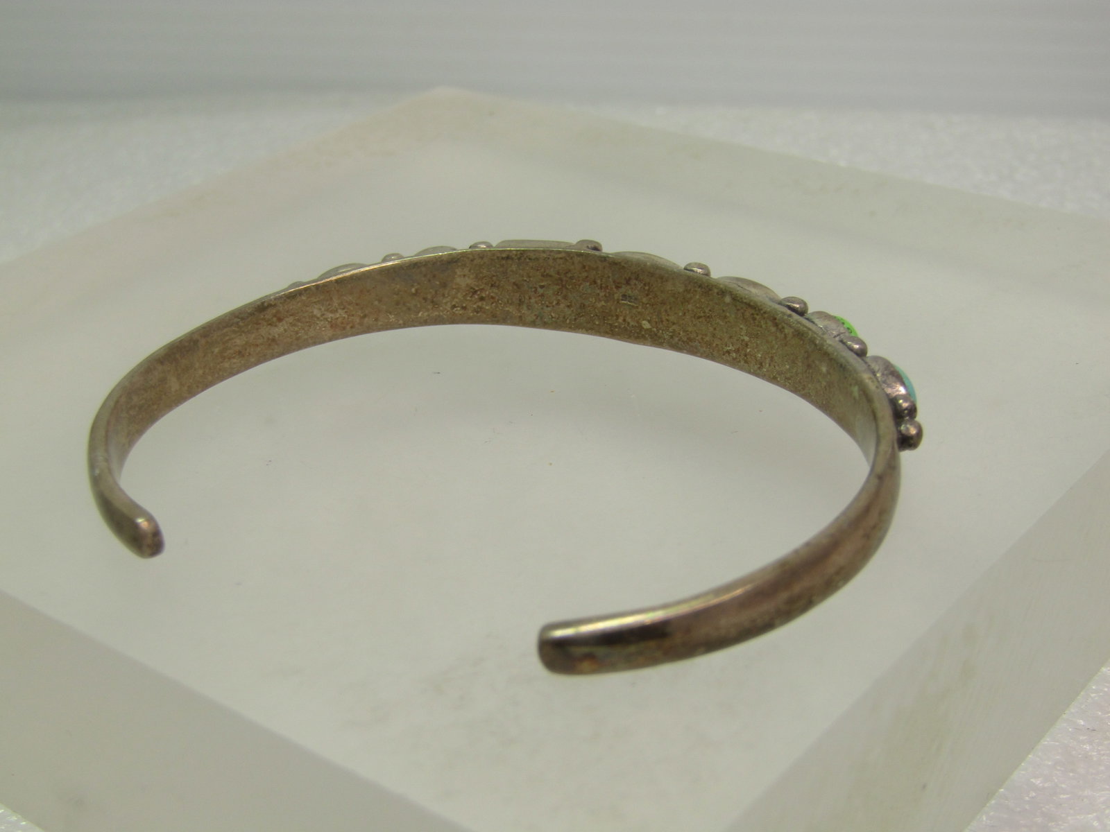 Vintage Sterling Southwestern Cuff Bracelet, 6.5 Faux Turquoise & More, 1980's - 4