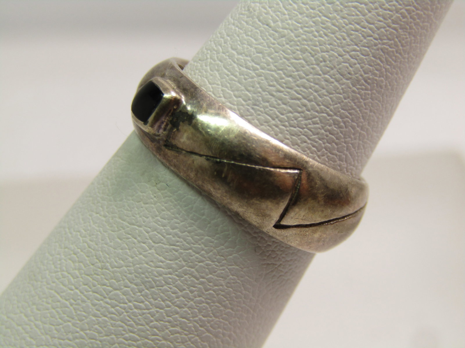 Vintage Sterling Onyx Wide Band Ring, Sz. 6, Southwestern Vibe, 1970's-1980's - 2