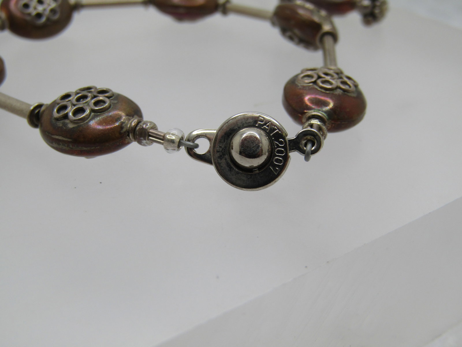 Vintage Sterling & Copper Plated Bracelet & Earrings Set, Leverback - 3