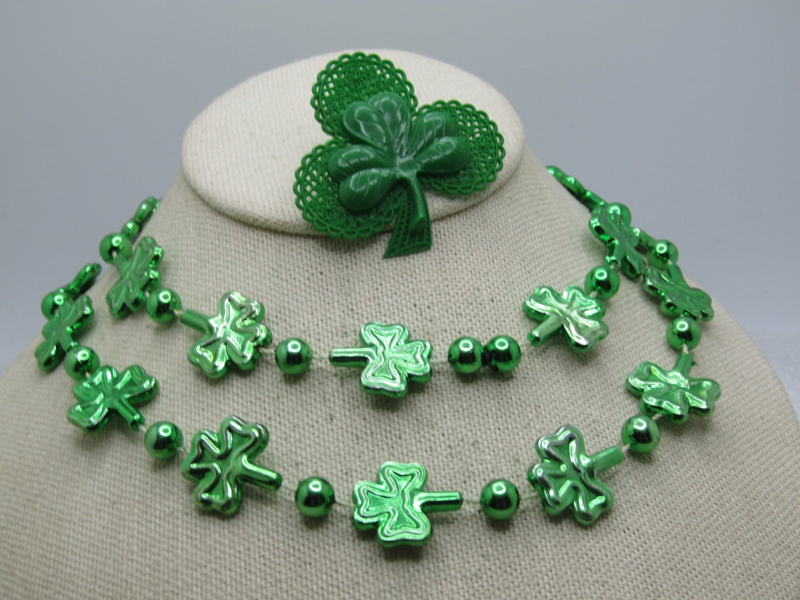 Vintage Irish/St. Patrick's Day Necklace & Clover Brooch, 1960's-1980 - 3