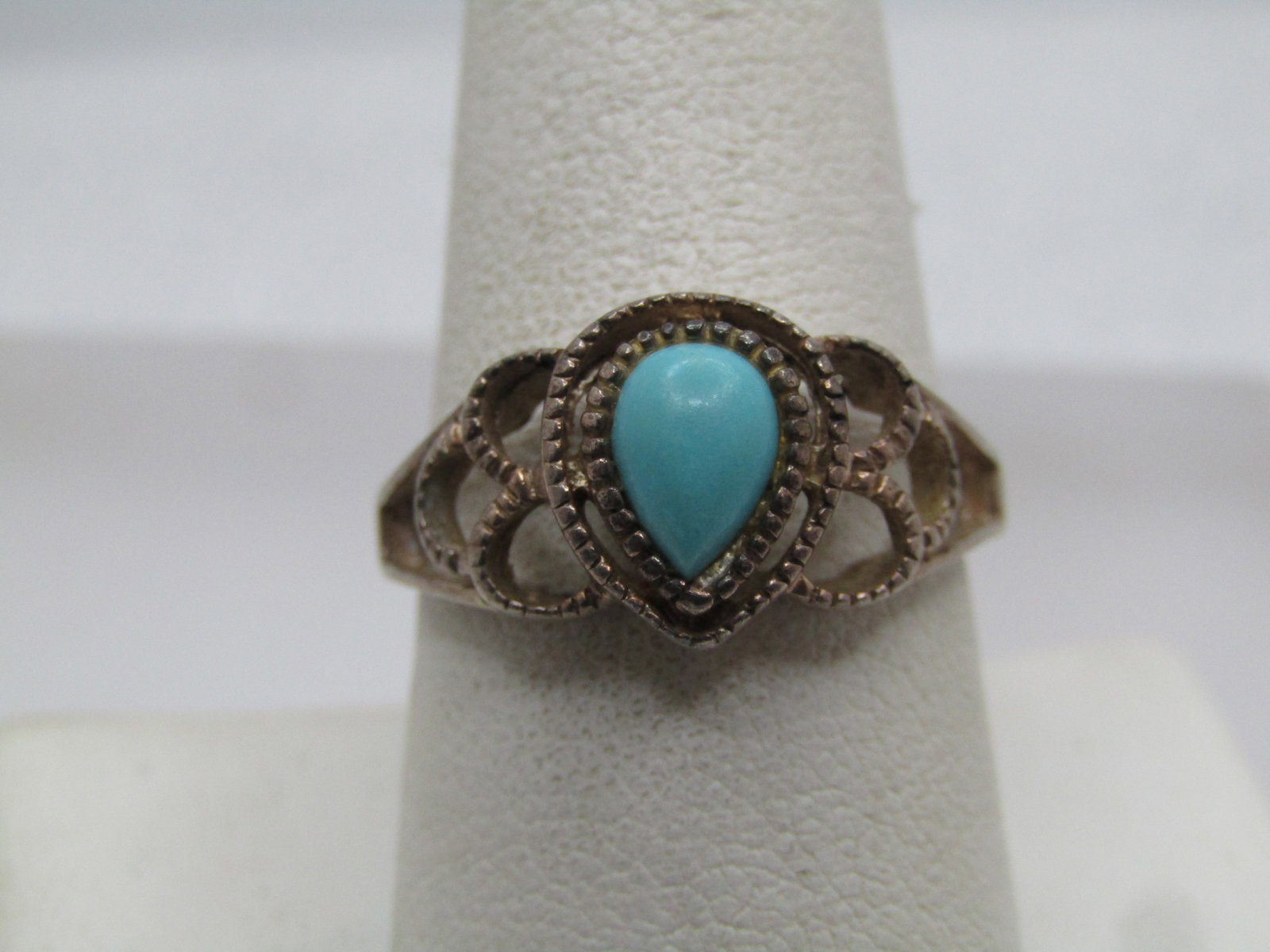 Vintage Sterling Turquoise Southwestern Ring, Sz. 9.5, 1970's-1980's (1 of 7)