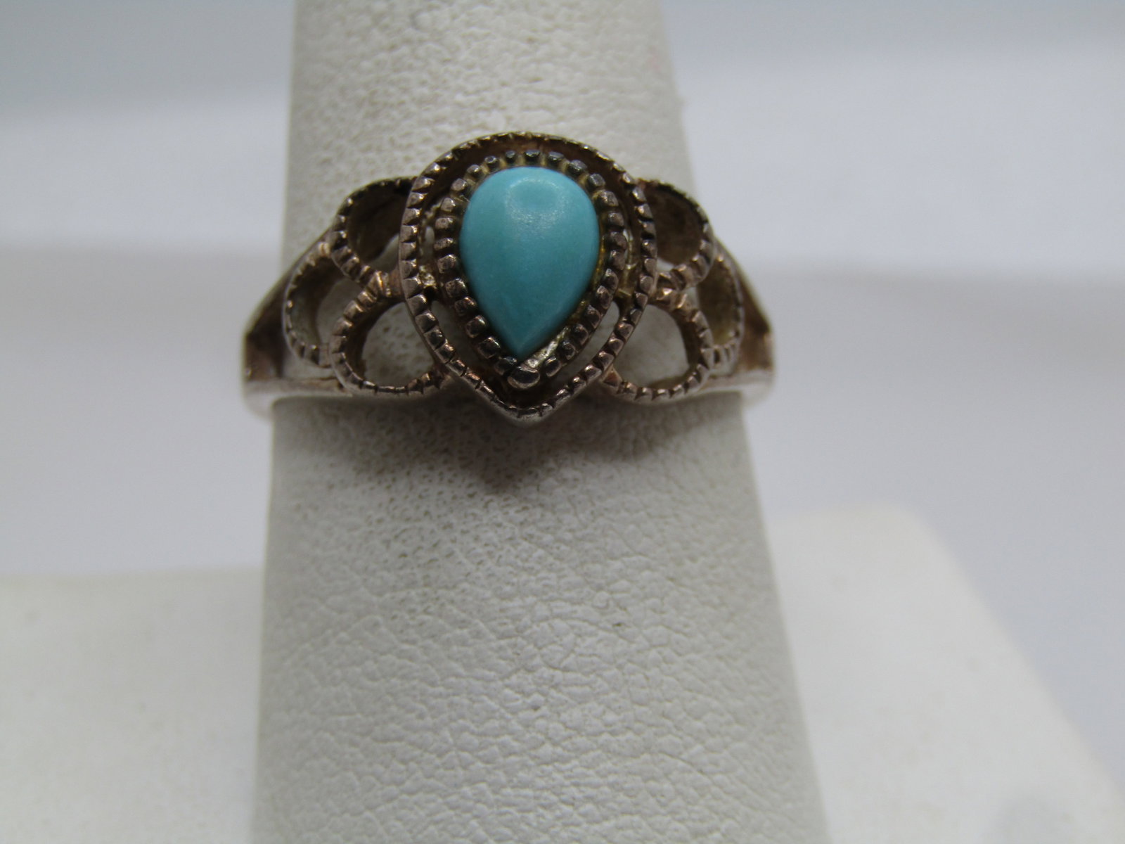 Vintage Sterling Turquoise Southwestern Ring, Sz. 9.5, 1970's-1980's - 4