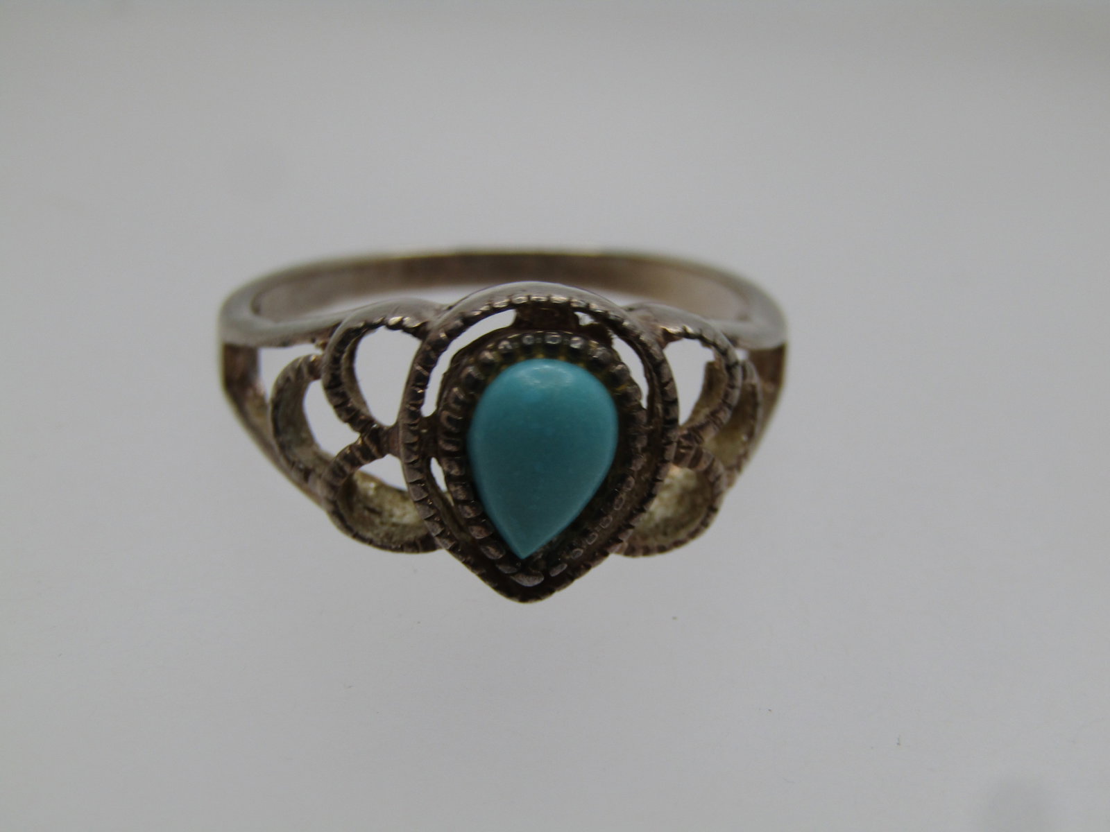 Vintage Sterling Turquoise Southwestern Ring, Sz. 9.5, 1970's-1980's - 6