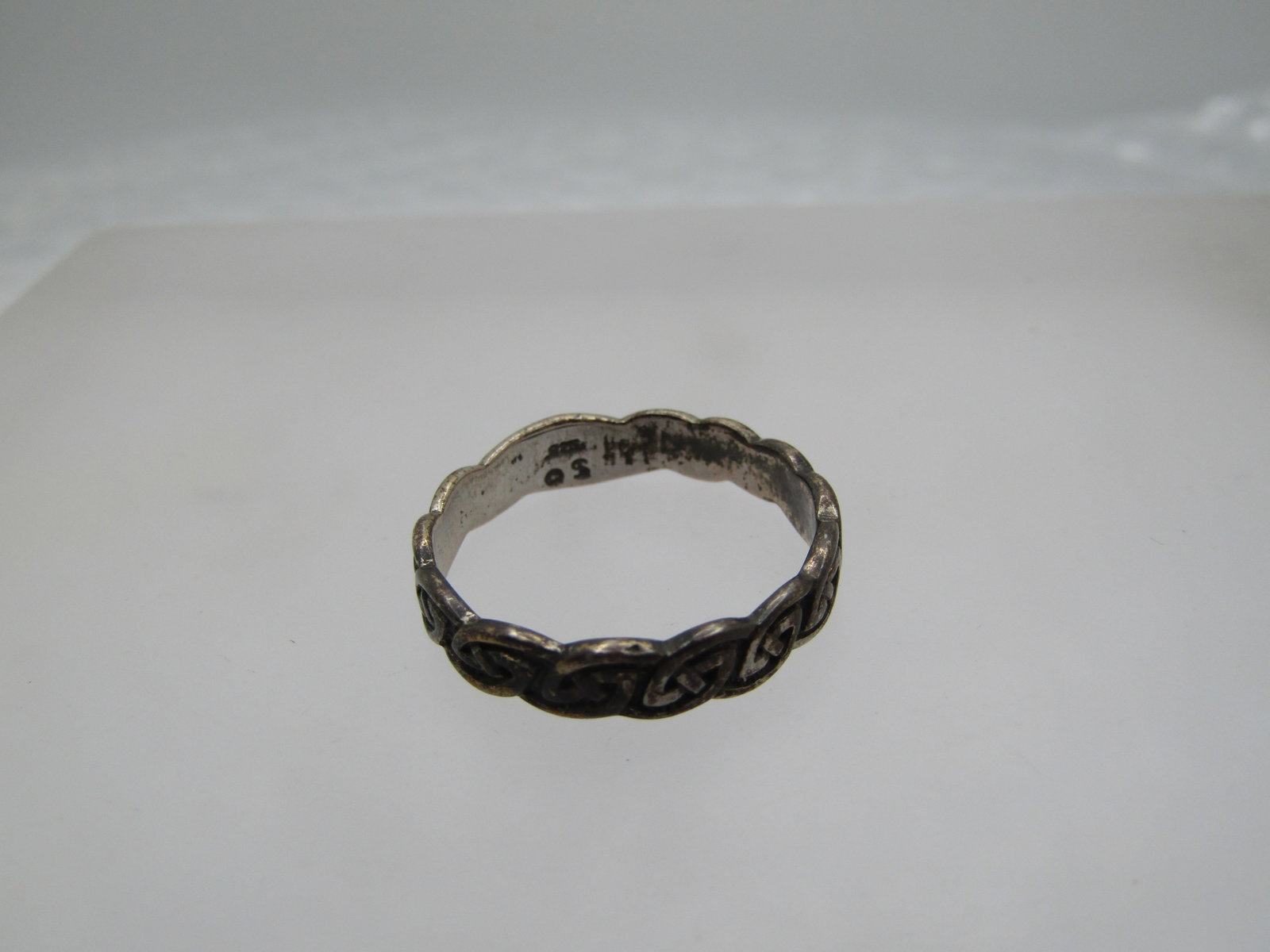 Vintage Celtic Knot Band Ring, Sz. 9, Signed - 5