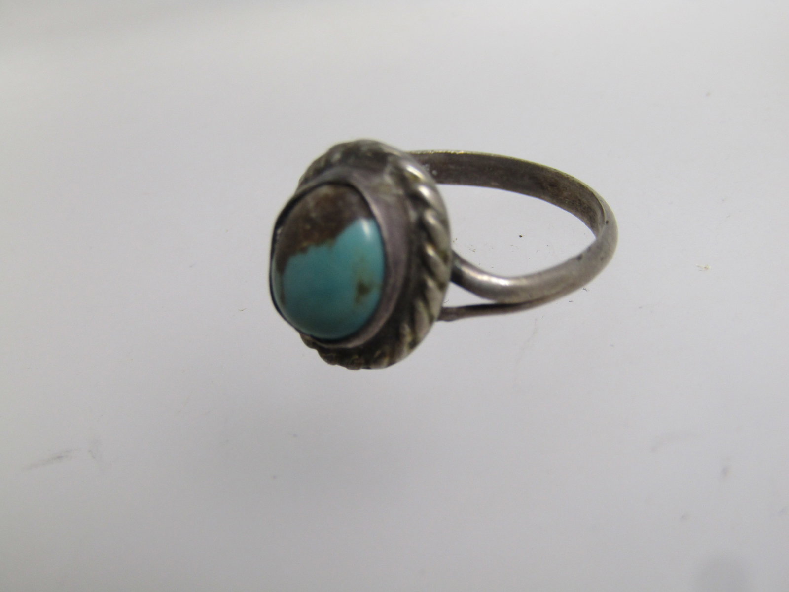 Vintage Sterling Southwestern Turquoise Ring, Sz. 5.75, 1960's-1970's - 4