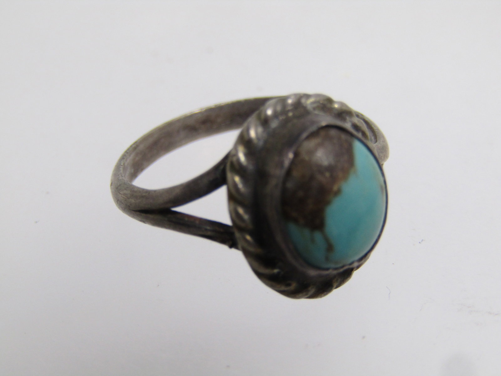 Vintage Sterling Southwestern Turquoise Ring, Sz. 5.75, 1960's-1970's - 7