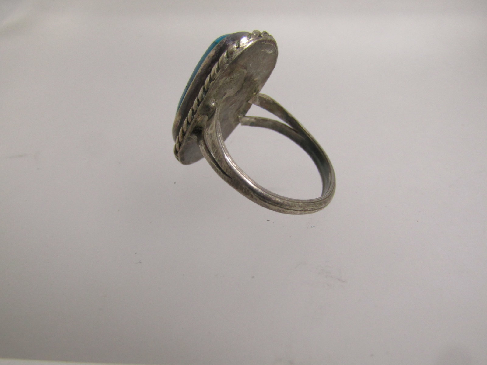 Vintage Sterling Southwestern Turquoise Ring, Sz. 4.25, 1970's-1980's - 6