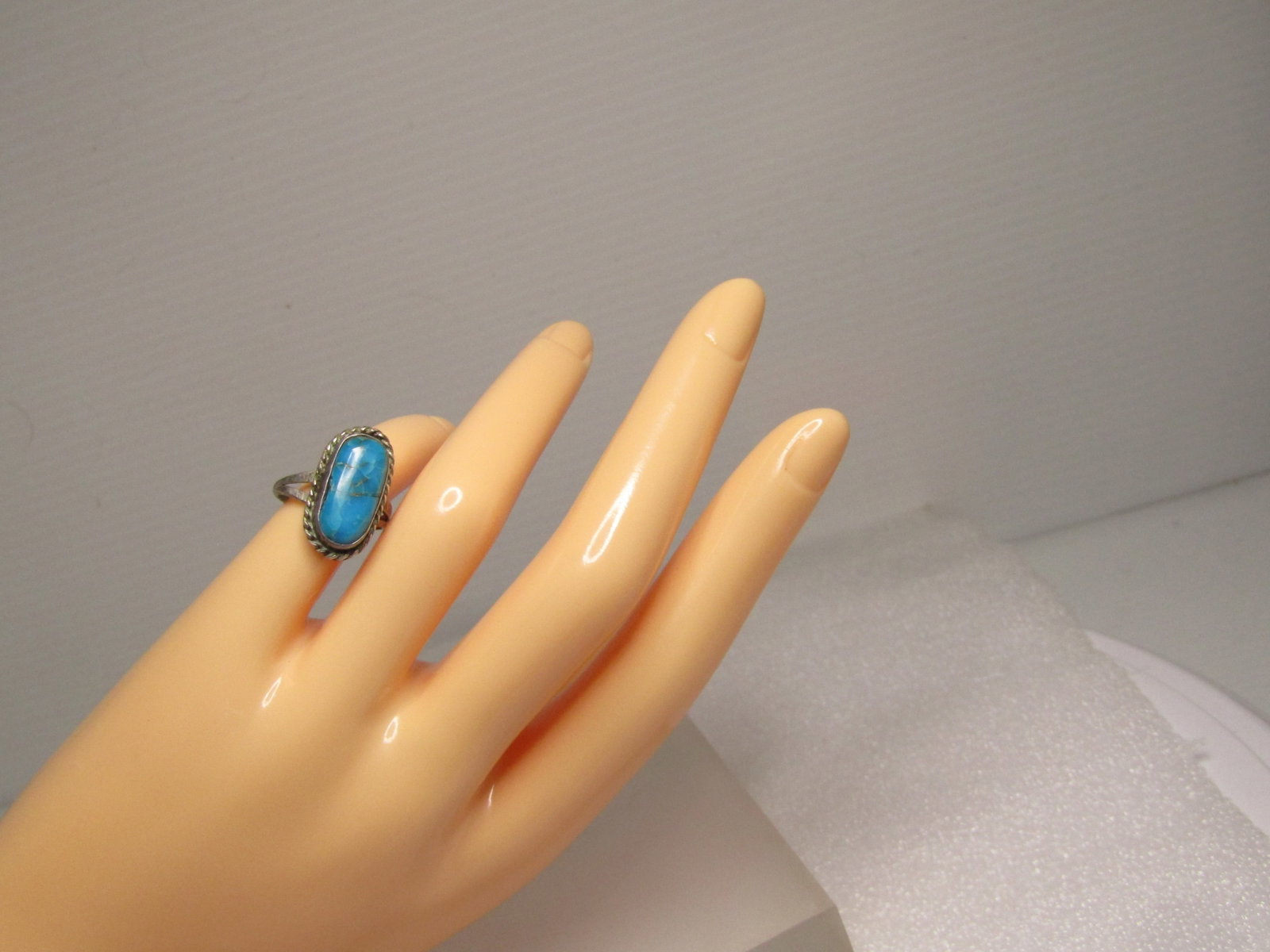 Vintage Sterling Southwestern Turquoise Ring, Sz. 4.25, 1970's-1980's - 7