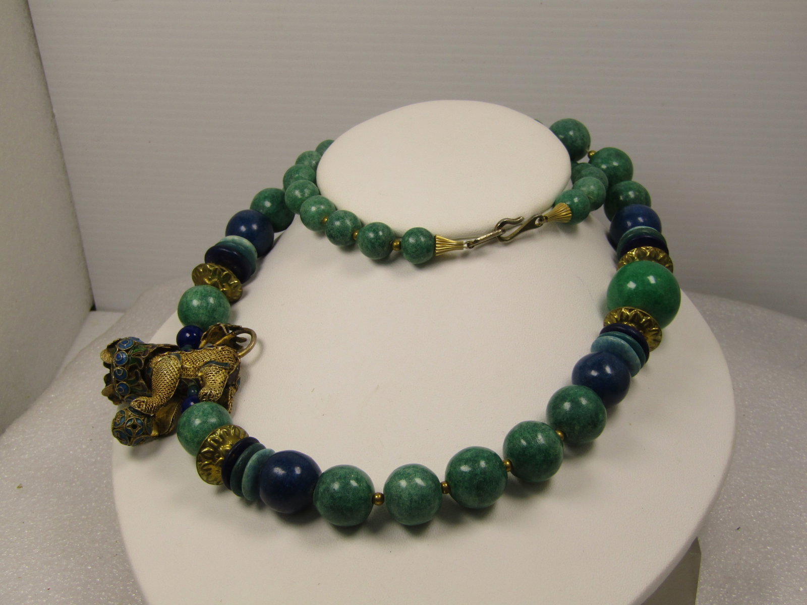 Vintage Chinese Import Foo Dog Beaded Necklace, 28" Pre Mid Century - 5