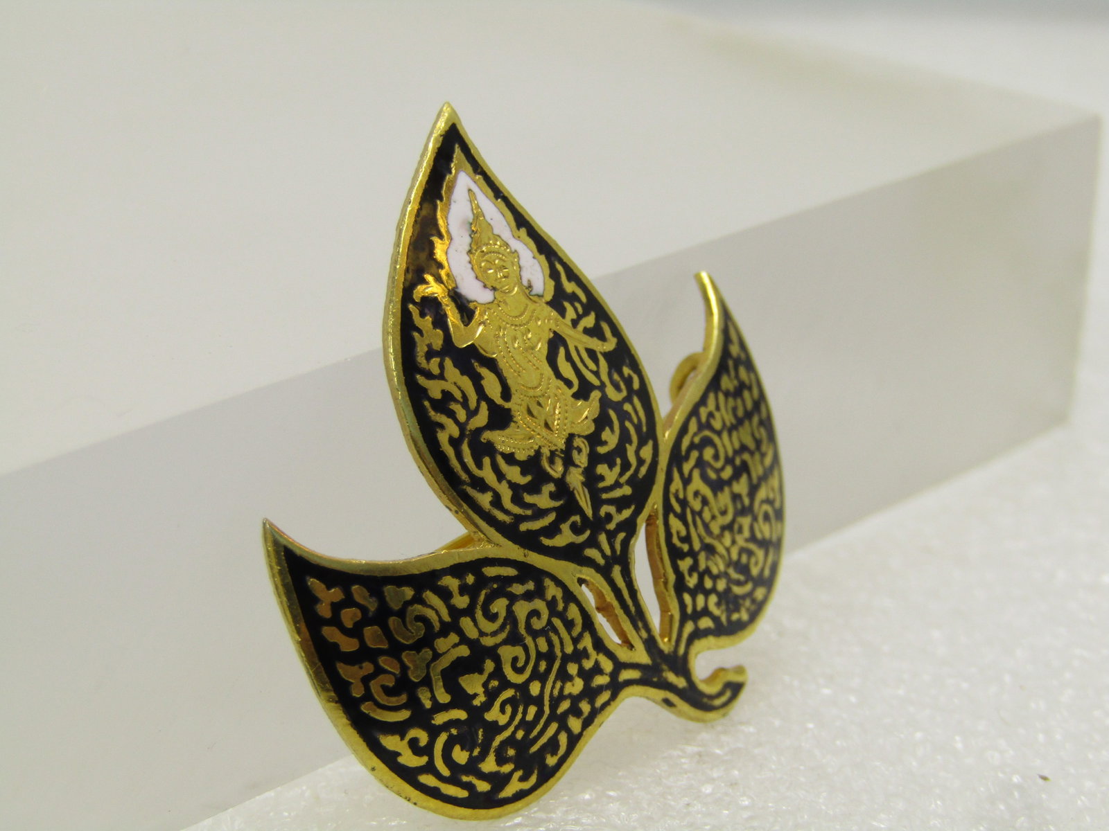 Vintage Siam Goddess Leaf Brooch, 1960's, C-Clasp - 3