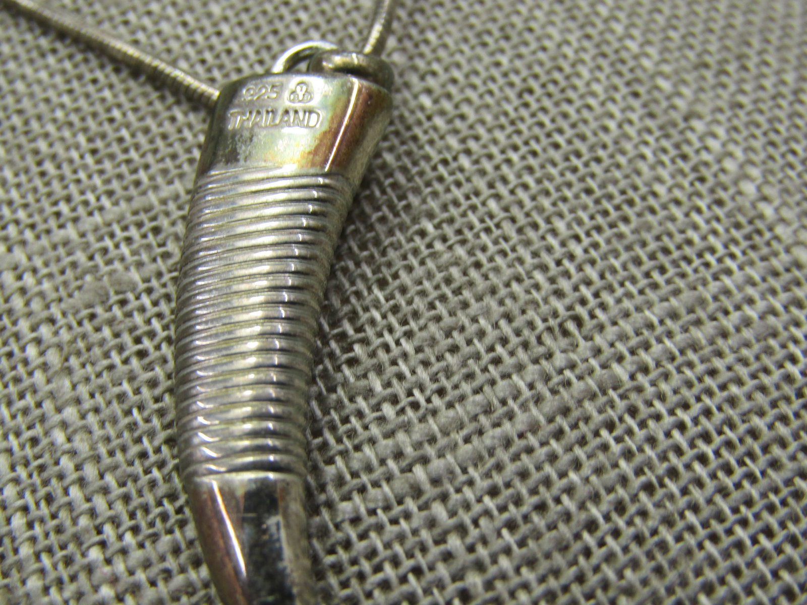 Vintage Sterling Silver Italian Horn Necklace, 18", Signed IBB, Unisex - 5