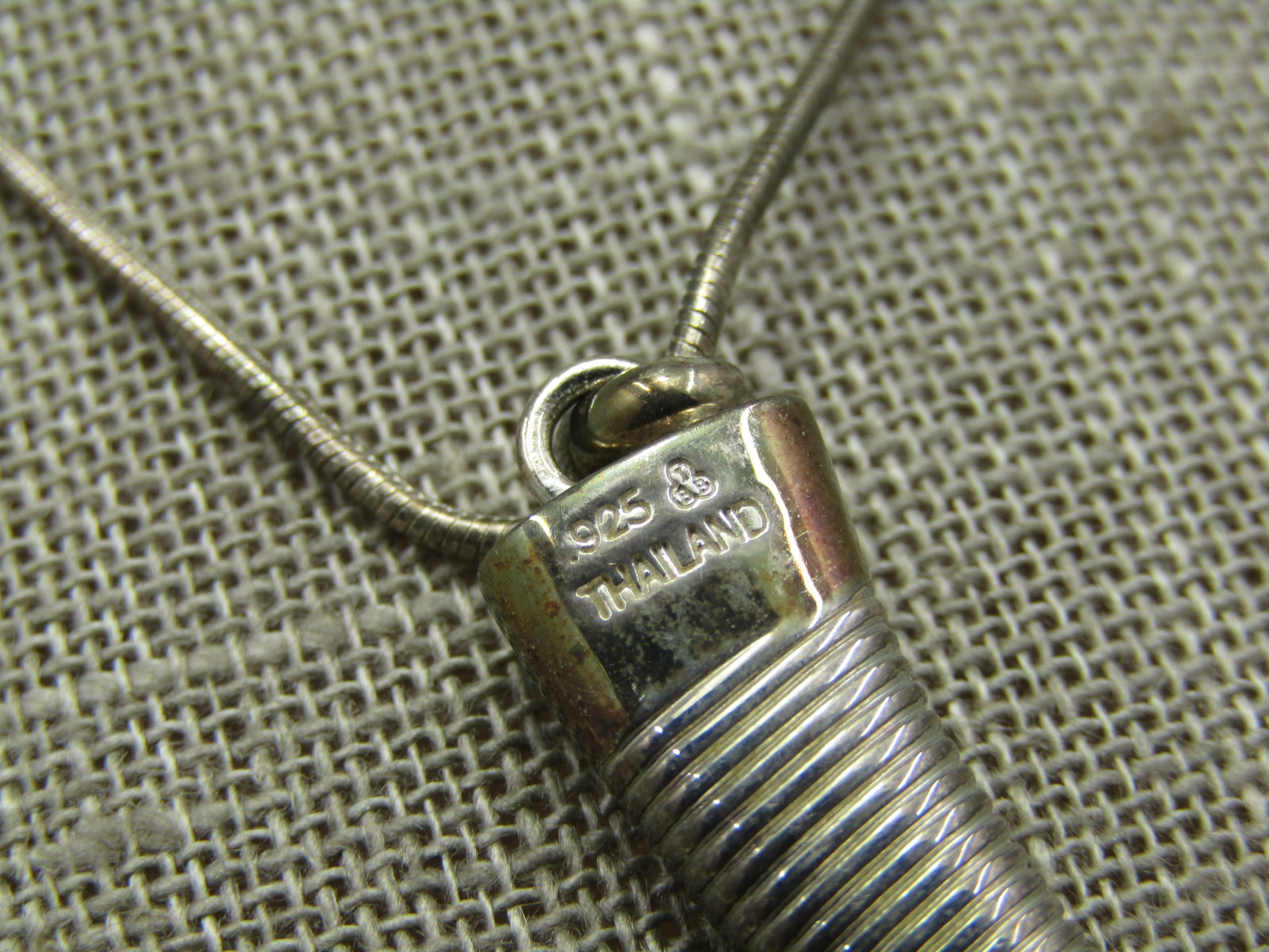 Vintage Sterling Silver Italian Horn Necklace, 18", Signed IBB, Unisex - 6