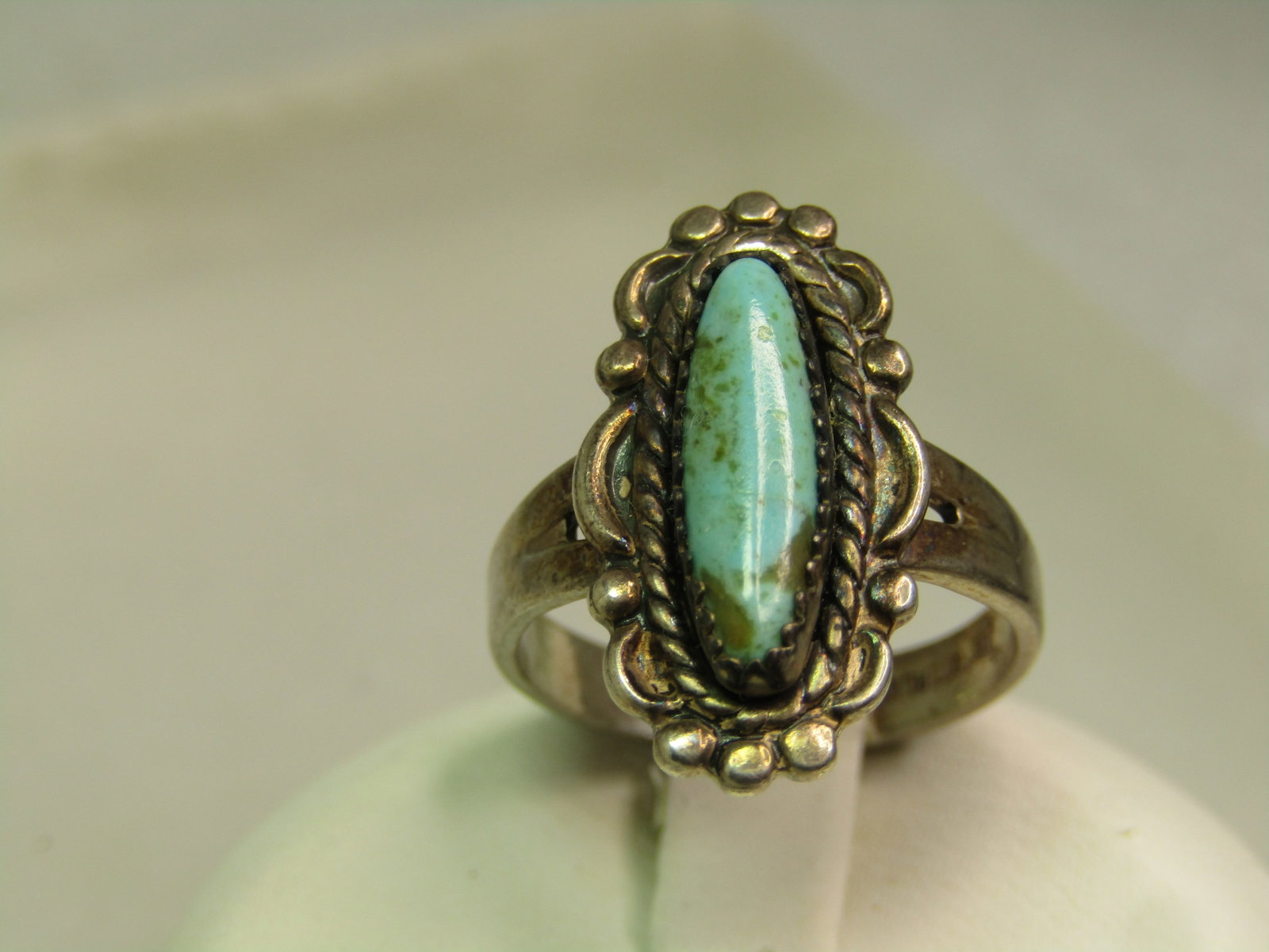 Vintage Sterling Southwestern Turquoise Ring, Sz. 6, Bell Trading, 1960's-1970's: Title: Vintage Sterling Southwestern Turquoise Ring, Sz. 6, Bell Trading, 1960's-1970's Description: Vintage Sterling Southwestern Turquoise Ring, Sz. 6, Bell Trading, 1960's-1970's. This is marked st