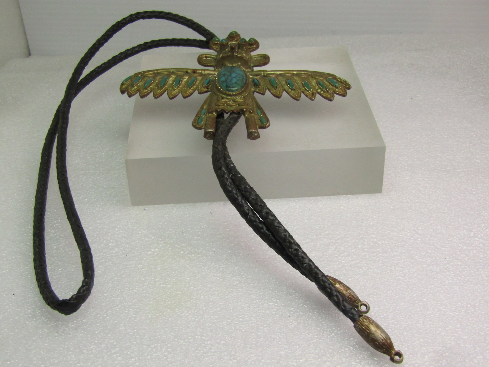 Vintage Faux Turquoise Kachina Bolo Tie, Mid 1900's, 36" - 4