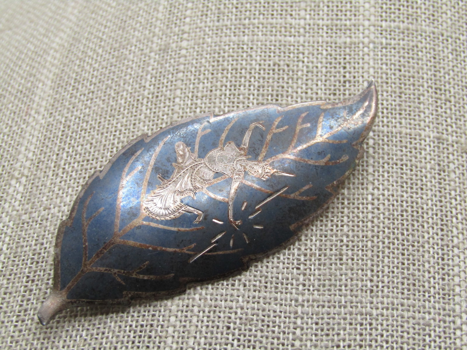 Vintage Sterling Siam Goddess Leaf Brooch, 1940's-1950's, Signed (1 of 6)