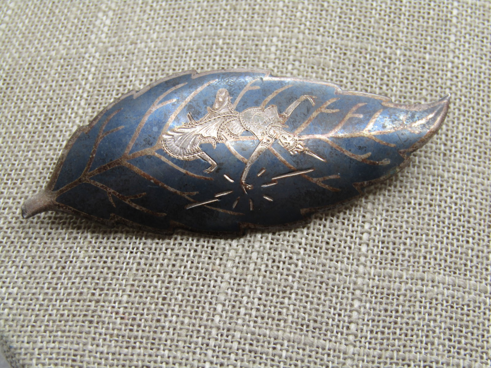 Vintage Sterling Siam Goddess Leaf Brooch, 1940's-1950's, Signed - 4