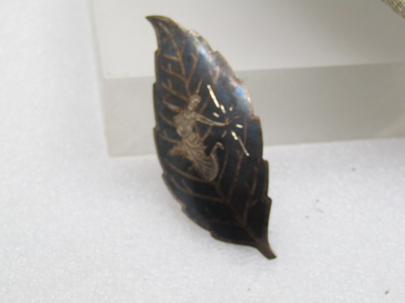Vintage Sterling Siam Goddess Leaf Brooch, 1940's-1950's, Signed - 5